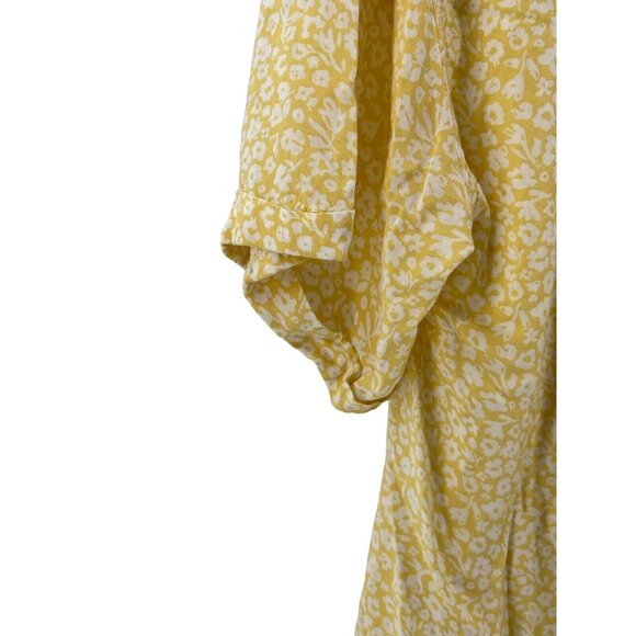 American Eagle Women's Yellow Floral Short Sleeve Button Shirt Top Size S - Picture 3 of 11